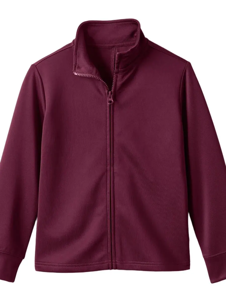 Детская спортивная куртка с молнией, модель Kids Active Performance Full Zip Jacket Lands' End — изображение 1 из 4, бордовый