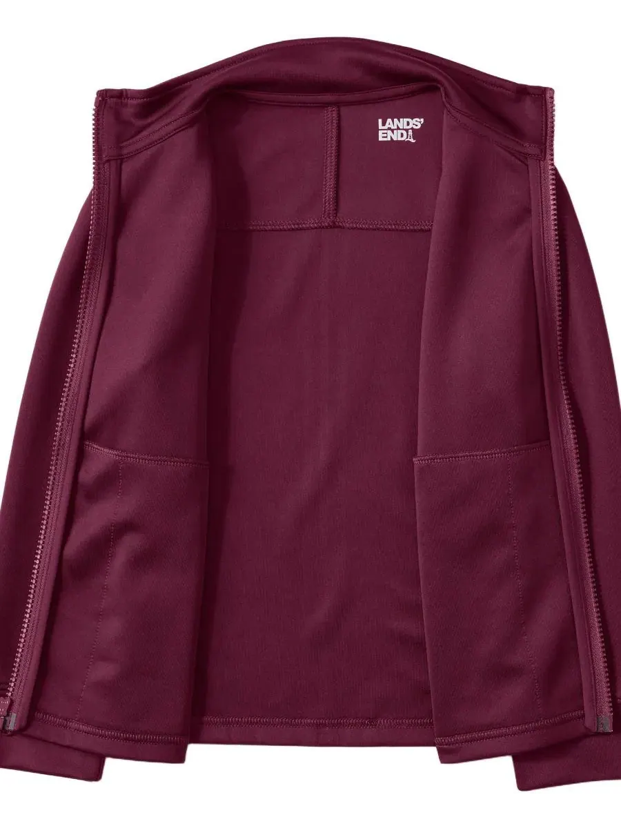 Детская спортивная куртка с молнией, модель Kids Active Performance Full Zip Jacket Lands' End — изображение 3 из 4, бордовый