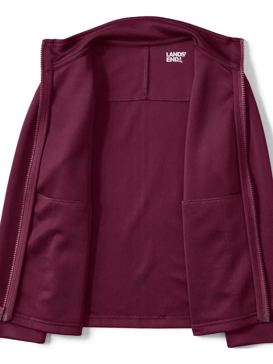 Детская спортивная куртка с молнией, модель Kids Active Performance Full Zip Jacket Lands' End — изображение 4 из 4, бордовый