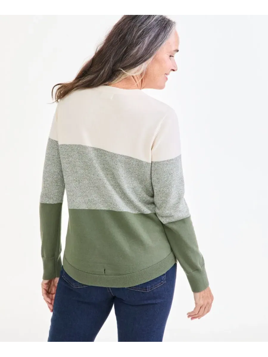 Свитер женский с цветовыми блоками, модель Curved-Hem Style & Co — изображение 3 из 3, зеленый