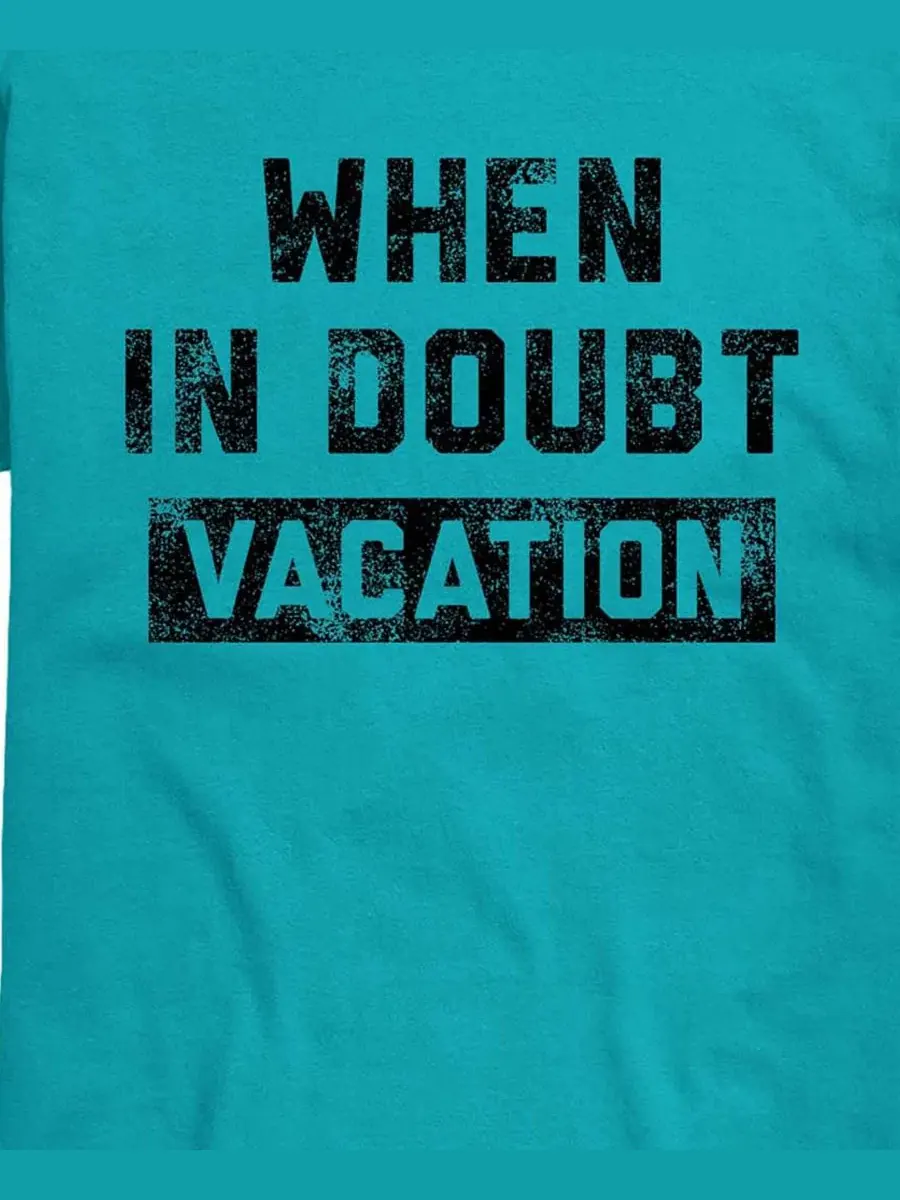 Мужская футболка с принтом When In Doubt Vacation AIRWAVES — изображение 3 из 3, синий