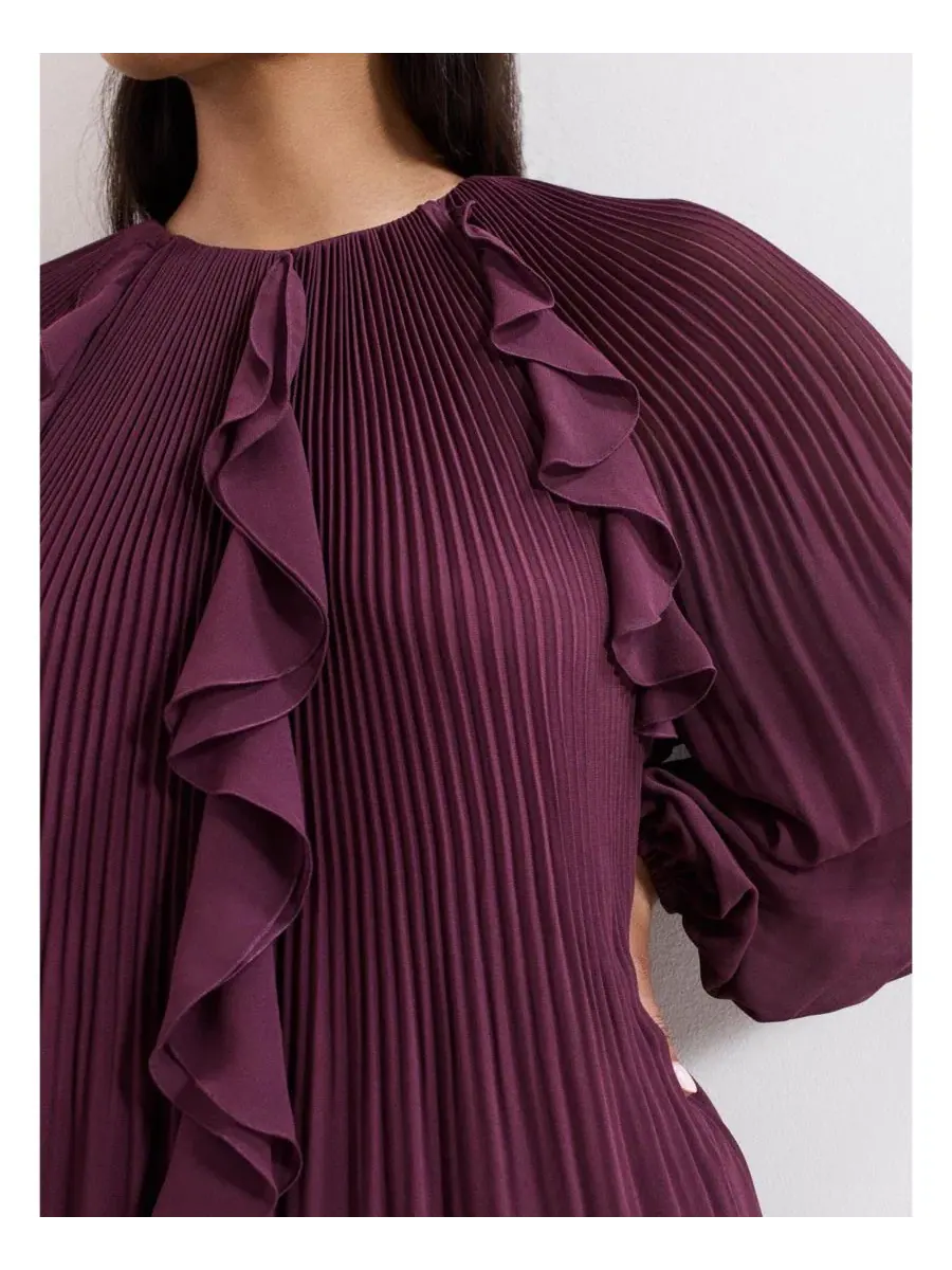 Платье-мини с воланами и плиссировкой Layla Frill Swing Phase Eight — изображение 4 из 7, бордовый