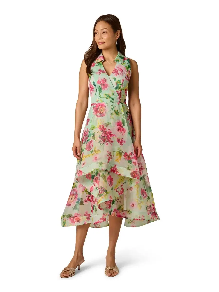 Платье миди с принтом, модель Printed High-Low Adrianna Papell — изображение 1 из 3, мульти