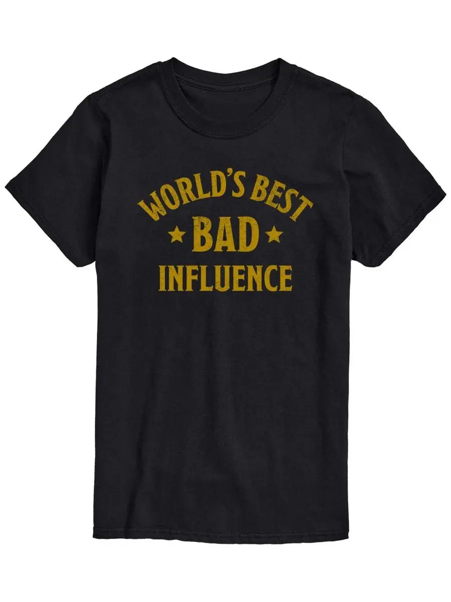 Футболка с коротким рукавом и принтом, модель Worlds Best Bad Influence AIRWAVES — изображение 1 из 3, черный