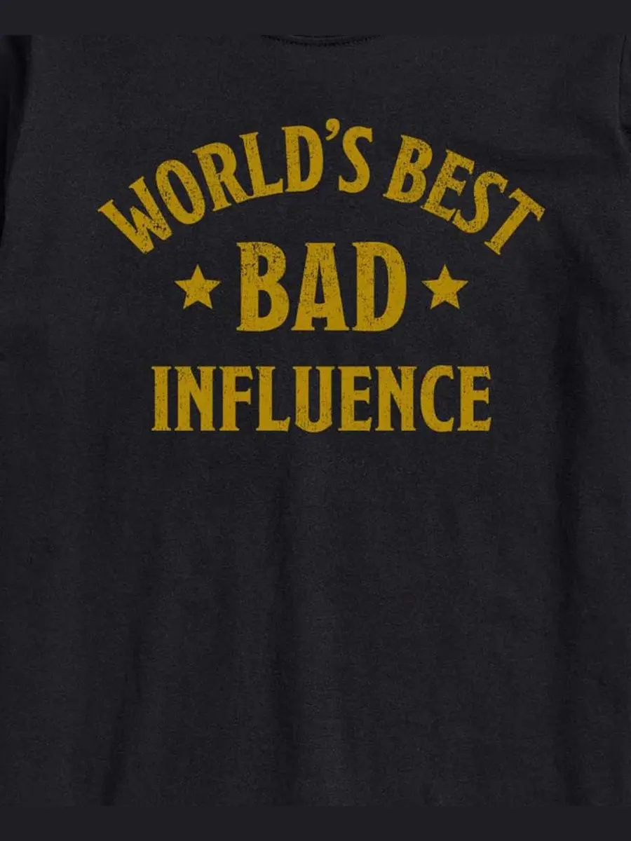 Футболка с коротким рукавом и принтом, модель Worlds Best Bad Influence AIRWAVES — изображение 3 из 3, черный