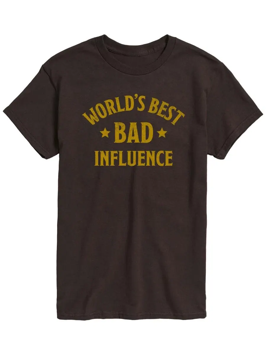 Футболка с коротким рукавом с принтом Worlds Best Bad Influence AIRWAVES — изображение 1 из 3, коричневый