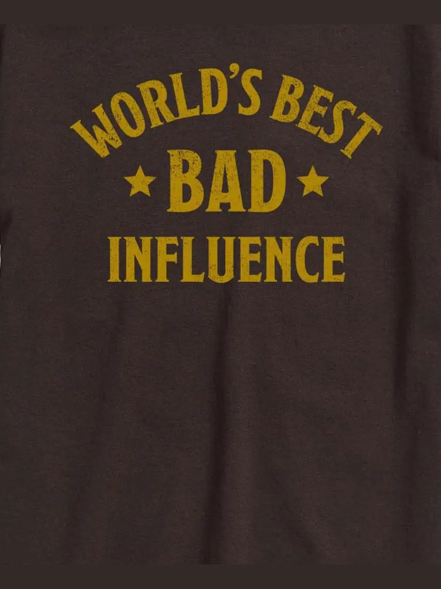 Футболка с коротким рукавом с принтом Worlds Best Bad Influence AIRWAVES — изображение 3 из 3, коричневый