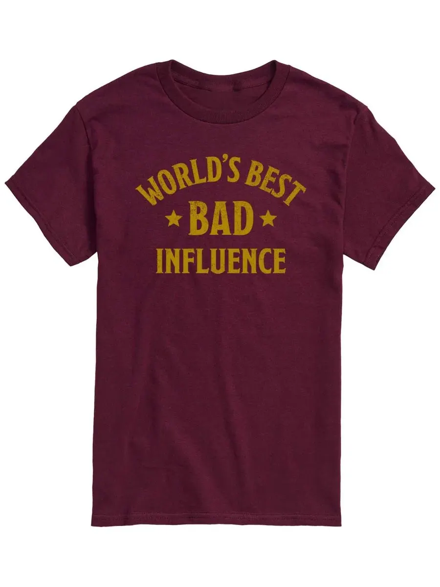 Футболка с коротким рукавом и принтом Worlds Best Bad Influence AIRWAVES — изображение 1 из 3, коричневый