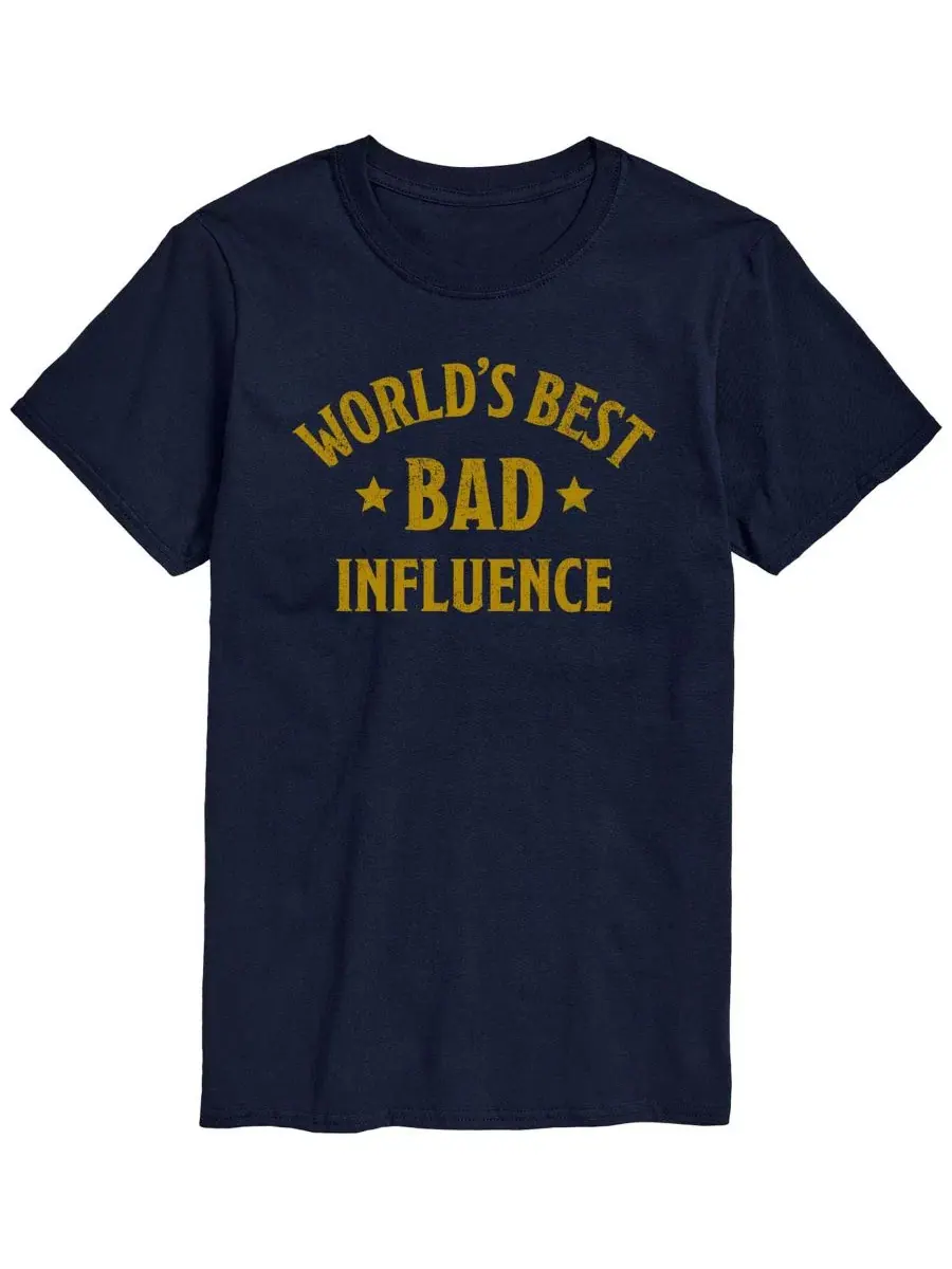 Футболка с принтом Worlds Best Bad Influence AIRWAVES — изображение 1 из 3, темно-синий