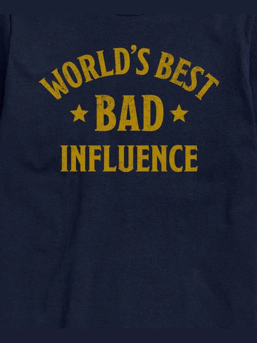 Футболка с принтом Worlds Best Bad Influence AIRWAVES — изображение 3 из 3, темно-синий