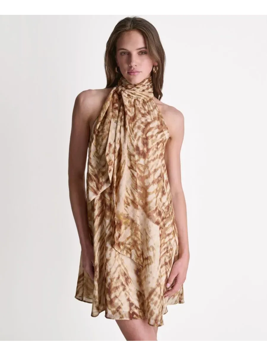 Платье с высоким халтером и шарфом BCBG