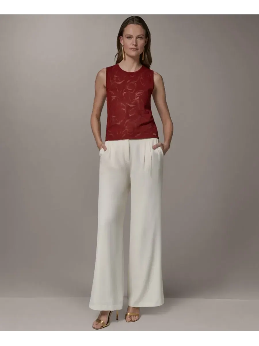 Женский топ без рукавов с полупрозрачной вязкой, модель Sheer Sweater Donna Karan New York — изображение 2 из 9, коричневый