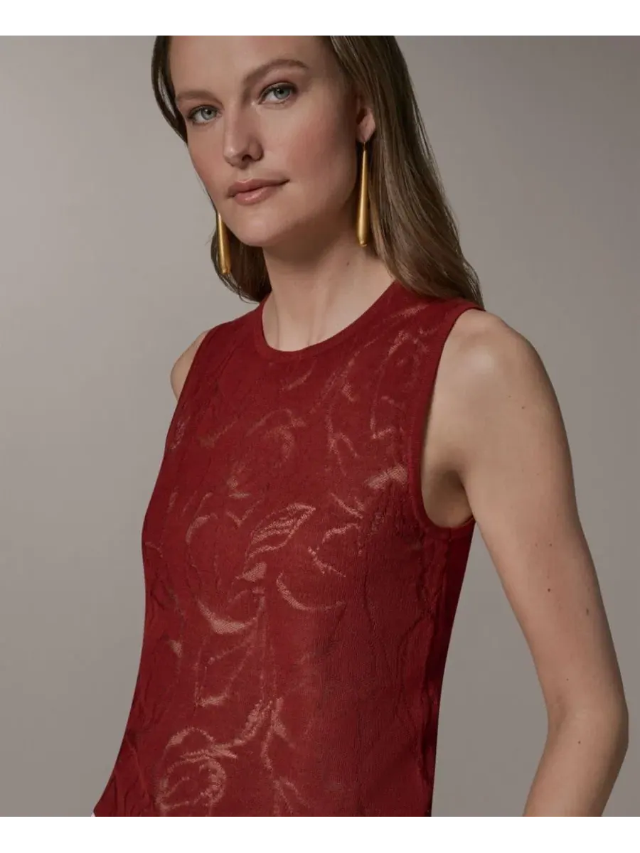 Женский топ без рукавов с полупрозрачной вязкой, модель Sheer Sweater Donna Karan New York — изображение 4 из 9, коричневый
