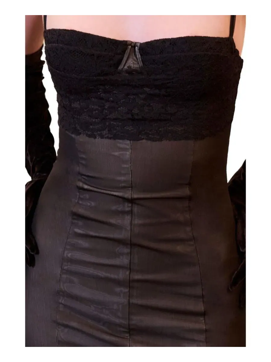 Платье-макси с бретельками и кружевной отделкой Daydreamers Strappy Dress With Tulle Detail PCFG — изображение 3 из 6, черный