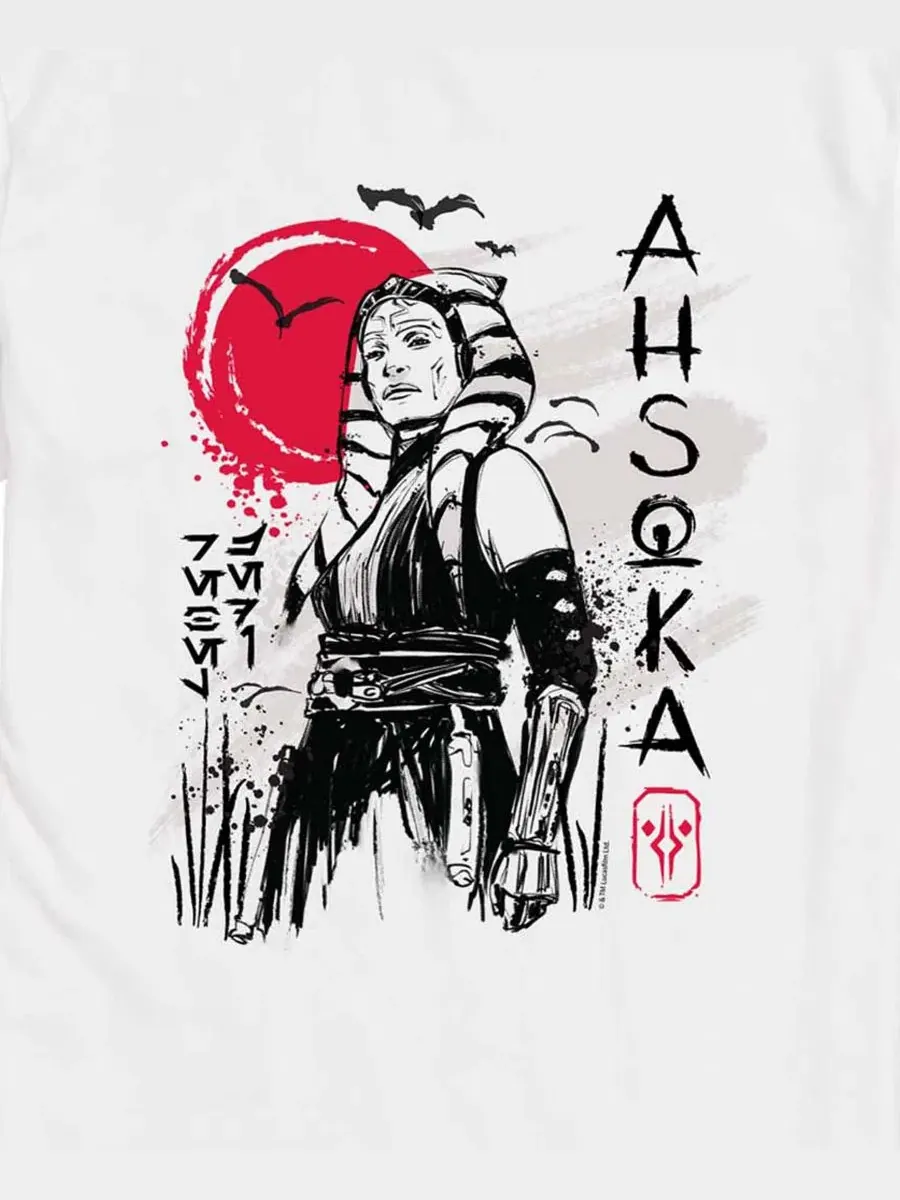 Футболка с длинным рукавом с принтом Ahsoka Ink Drawing AIRWAVES — изображение 3 из 3, белый