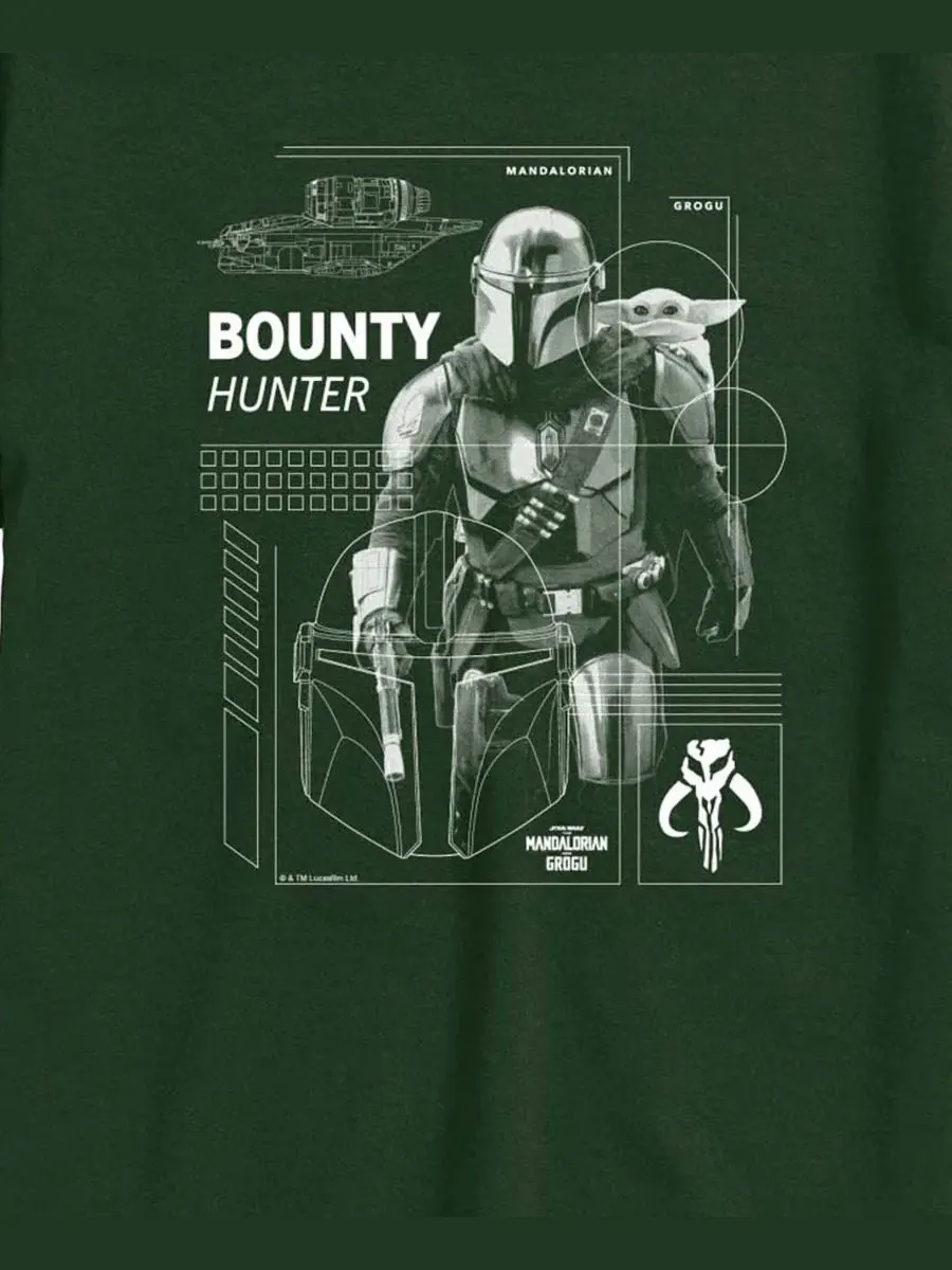 Футболка с принтом The Mandalorian & Grogu Bounty Hunter AIRWAVES — изображение 3 из 3, зеленый