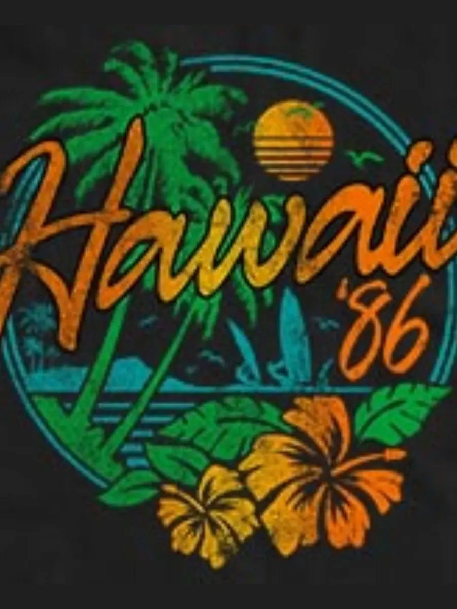 Футболка с принтом Hawaii 86 Tropical Sunset Fifth Sun — изображение 3 из 3, черный