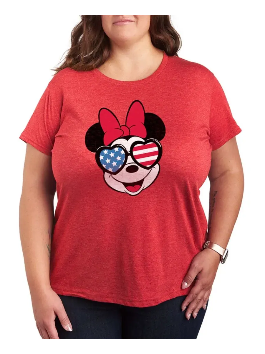 Футболка с коротким рукавом и принтом Minnie Mouse Plus Size Hybrid Apparel — изображение 1 из 3, красный