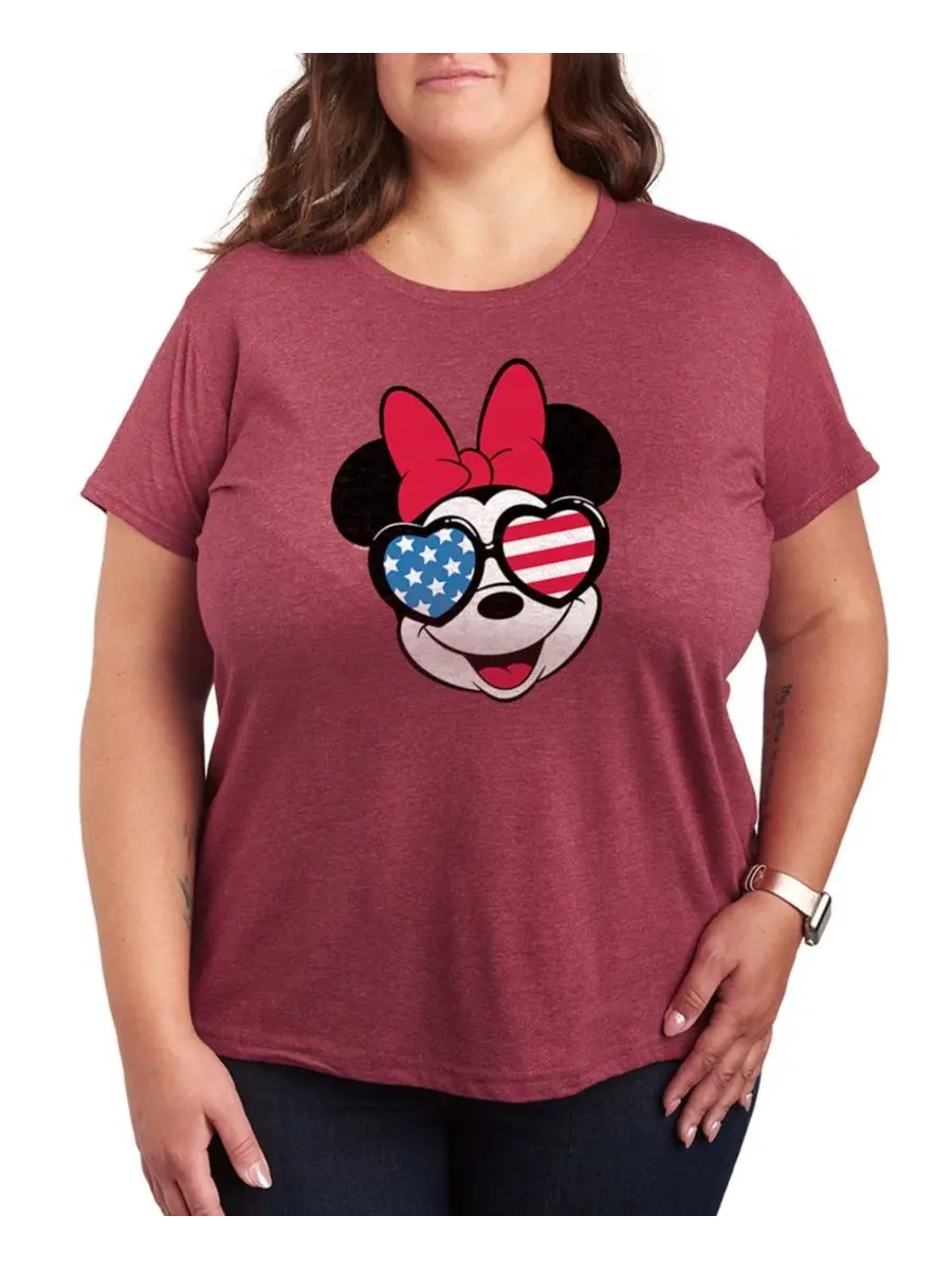 Футболка с принтом Минни Маус Plus Size Disney Short-Sleeve Graphic T-Shirt Hybrid Apparel — изображение 1 из 3, винный