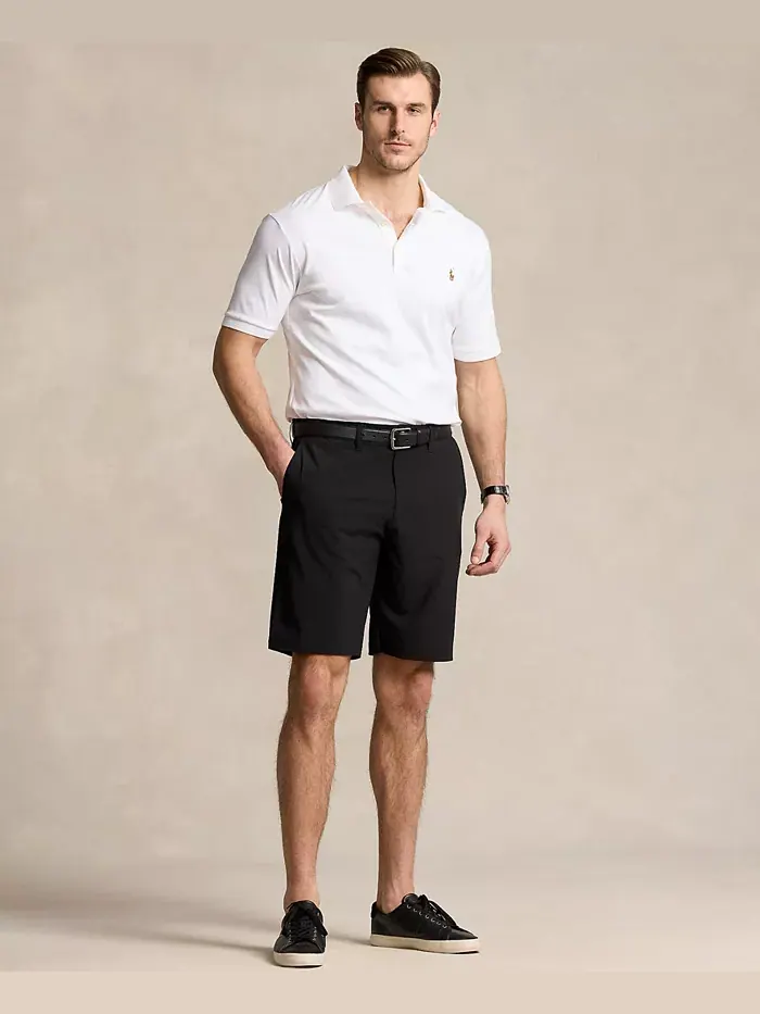 Мужская хлопковая поло Big & Tall Classic Fit Polo Ralph Lauren — изображение 4 из 5, белый