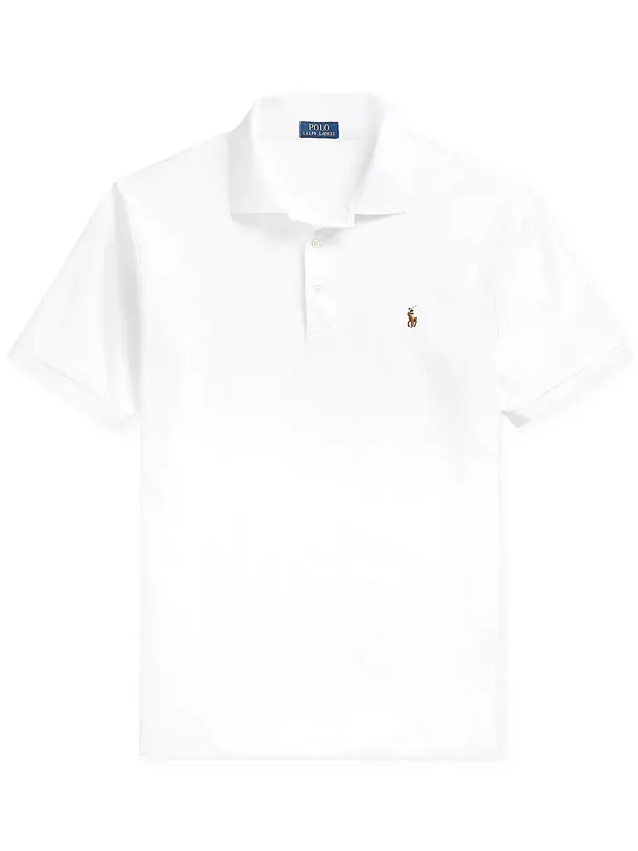 Мужская хлопковая поло Big & Tall Classic Fit Polo Ralph Lauren — изображение 5 из 5, белый