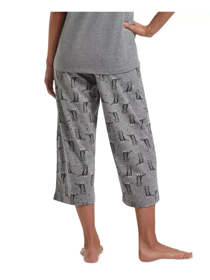 Женские пижамные брюки-капри Sleepwell Printed Knit, изготовленные с использованием технологии — изображение 3 из 6, серый