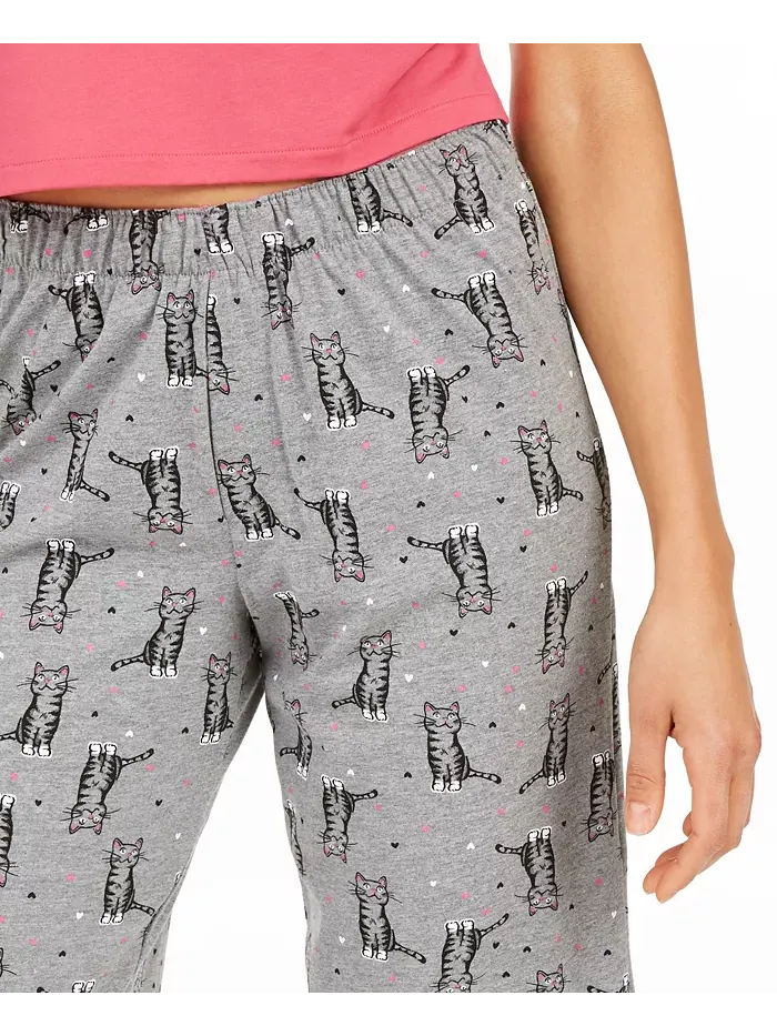 Женские пижамные брюки-капри Sleepwell Printed Knit, изготовленные с использованием технологии — изображение 6 из 6, серый