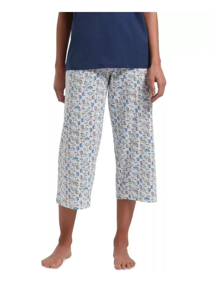 Женские пижамные брюки-капри Sleepwell Printed Knit, изготовленные с использованием технологии — изображение 3 из 6, белый