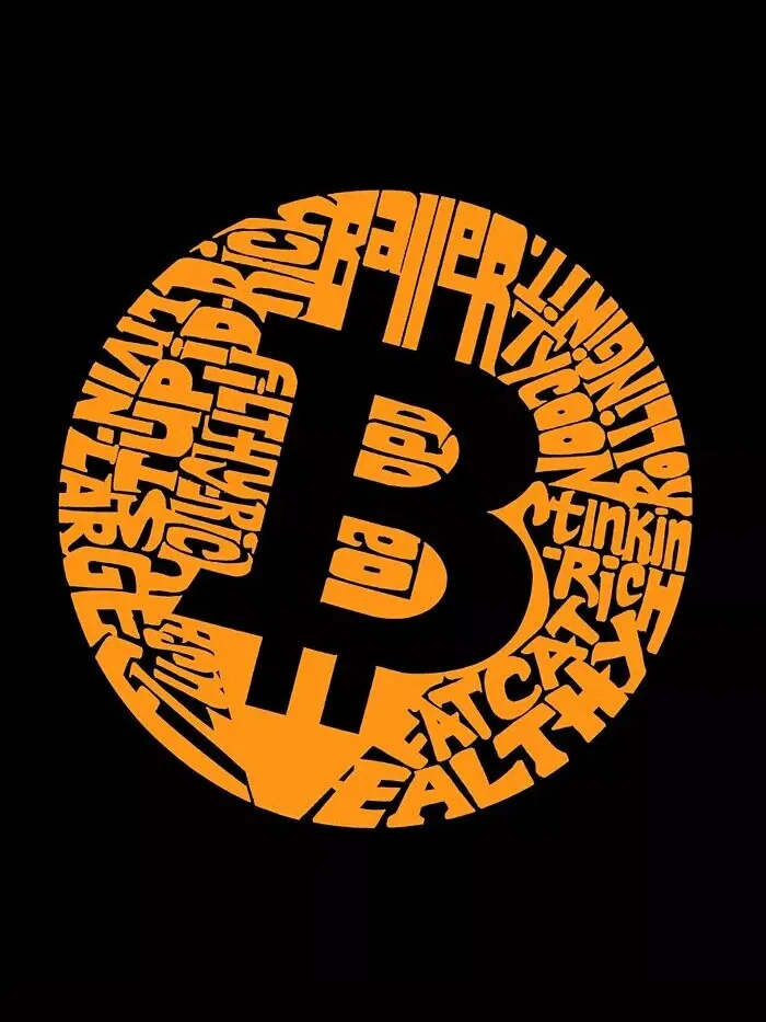 Футболка мужская Bitcoin Word Art LA Pop Art — изображение 2 из 2, черный