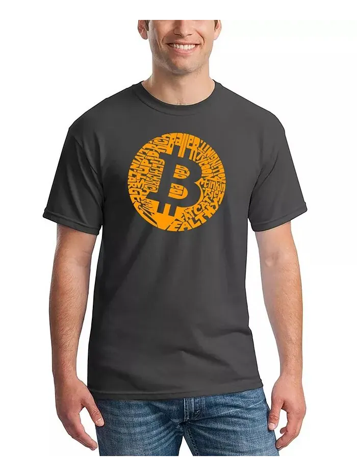 Футболка мужская Bitcoin Word Art LA Pop Art — изображение 1 из 2, серый