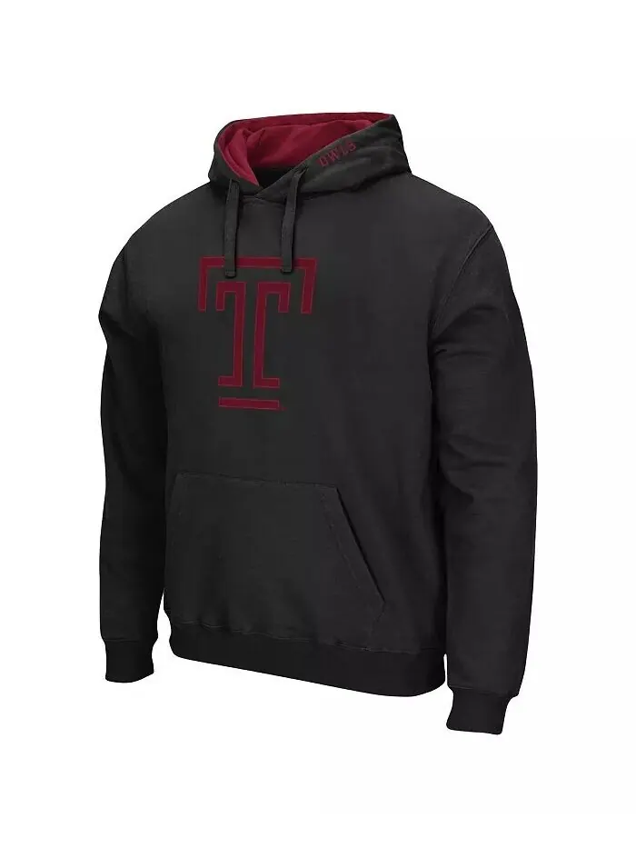Мужская толстовка с капюшоном Temple Owls Arch and Logo Colosseum — изображение 3 из 3, черный
