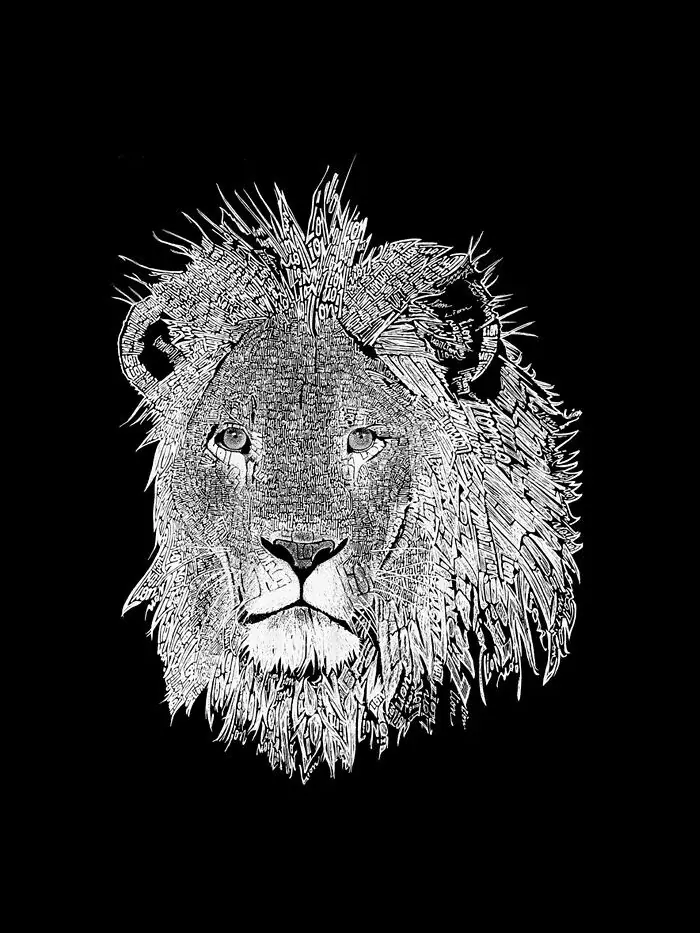 Мужская футболка Word Art Lion LA Pop Art — изображение 3 из 3, черный