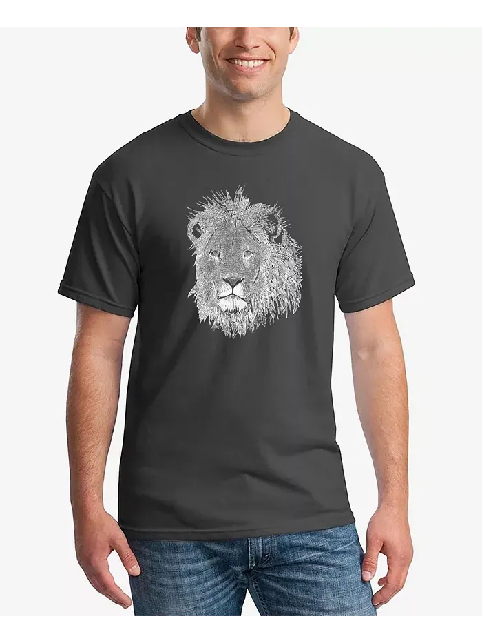 Мужская футболка Word Art Lion LA Pop Art — изображение 1 из 2, темный серый