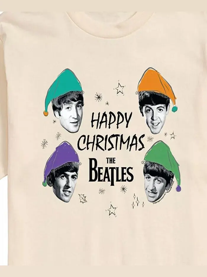 Мужская футболка с коротким рукавом The Beatles Happy Christmas AIRWAVES — изображение 3 из 3, бежевый/хаки