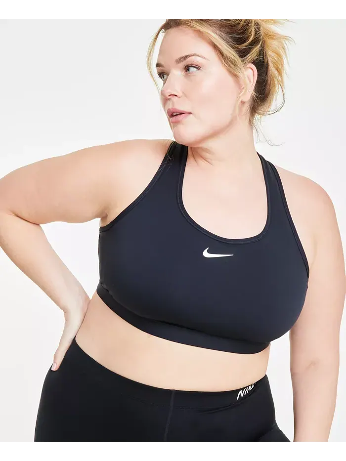 Женский спортивный бюстгальтер с мягкой подкладкой Swoosh Nike — изображение 1 из 4, черный