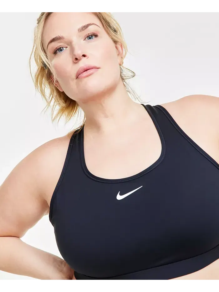 Женский спортивный бюстгальтер с мягкой подкладкой Swoosh Nike — изображение 2 из 4, черный