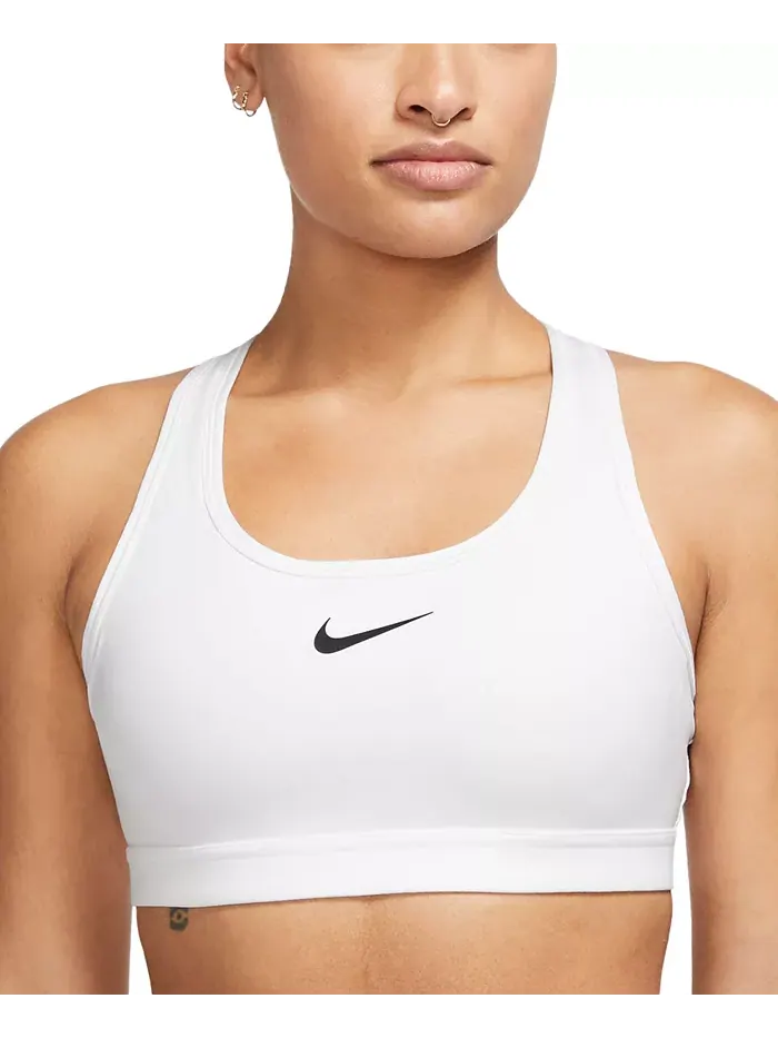 Женский спортивный бюстгальтер с мягкой подкладкой Swoosh Nike — изображение 1 из 6, белый
