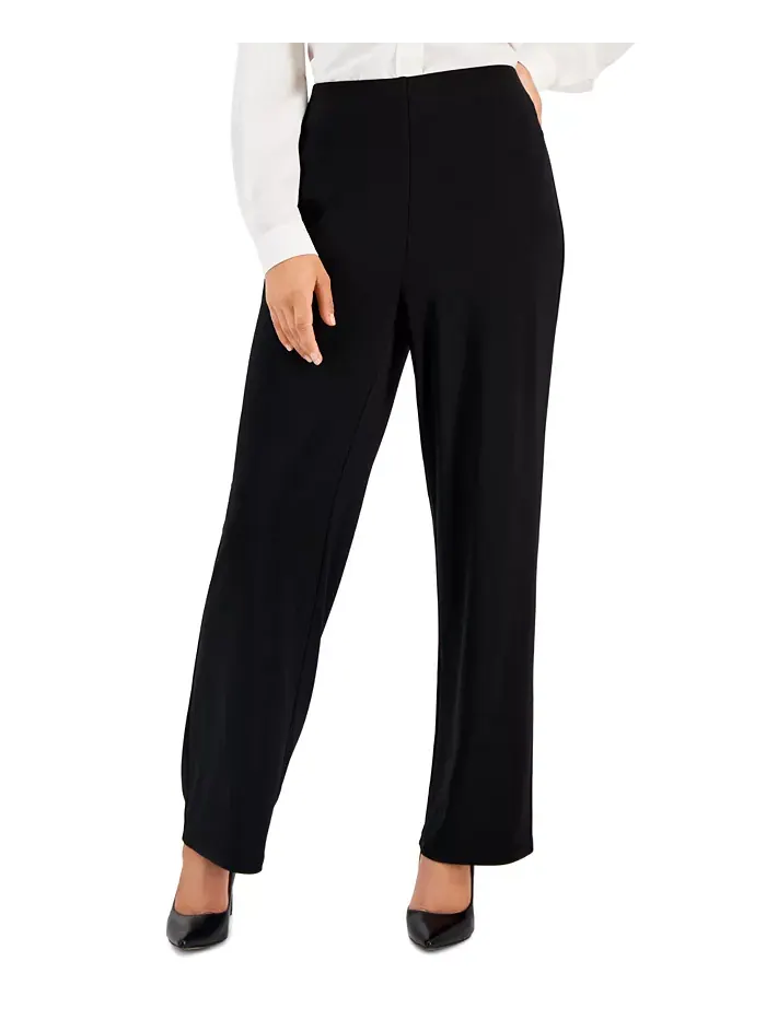 Укороченные широкие брюки-кюлоты на резинке, Petite & Petite Short AK Anne Klein — черный