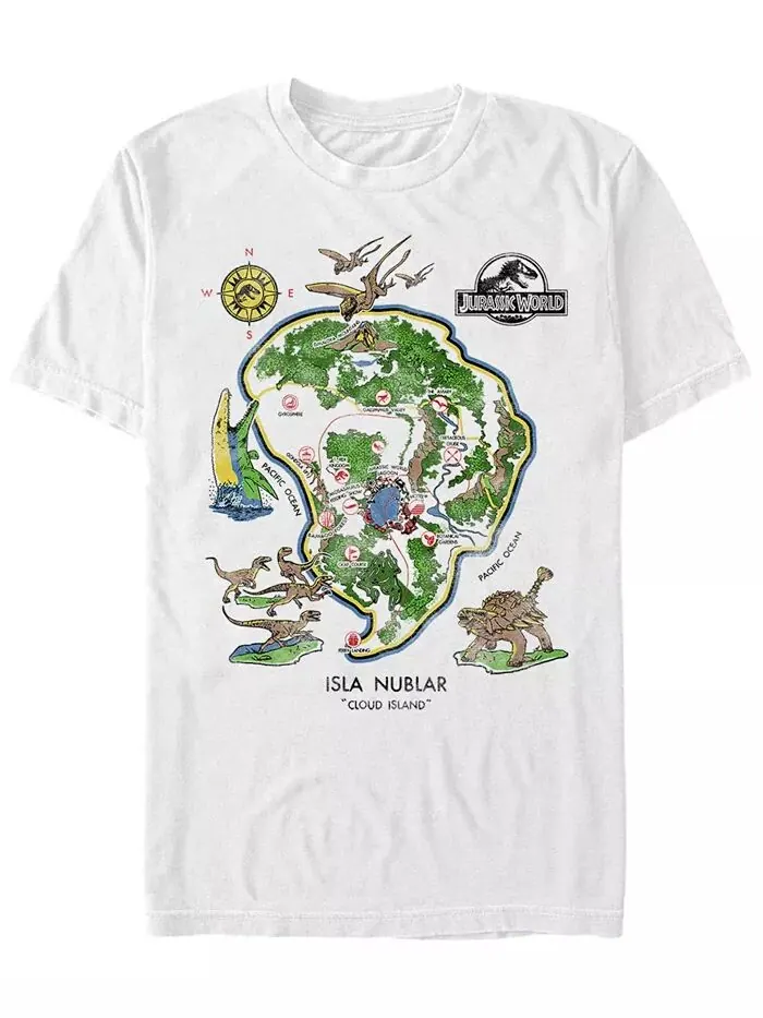 Футболка с коротким рукавом для мужчин Jurassic World Isla Nublar Cloud Island Fifth Sun — изображение 1 из 1, белый