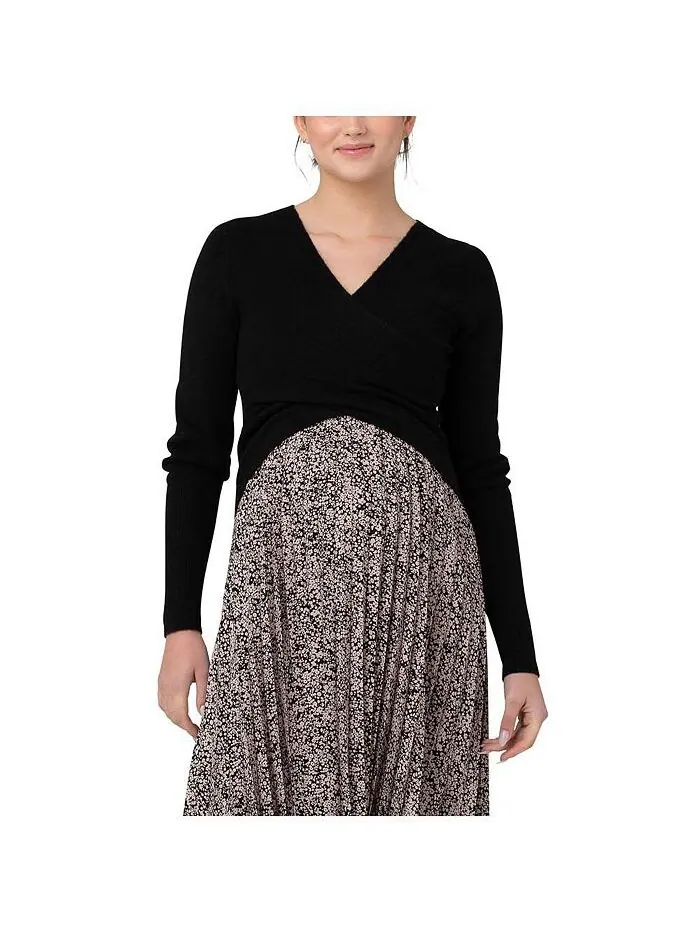 Вязаный топ для кормления грудью Willa Cross Front — черный
