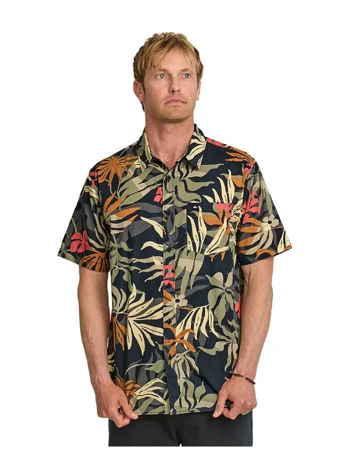Мужская классическая рубашка с коротким рукавом Blueweed Quiksilver — изображение 1 из 10, черный
