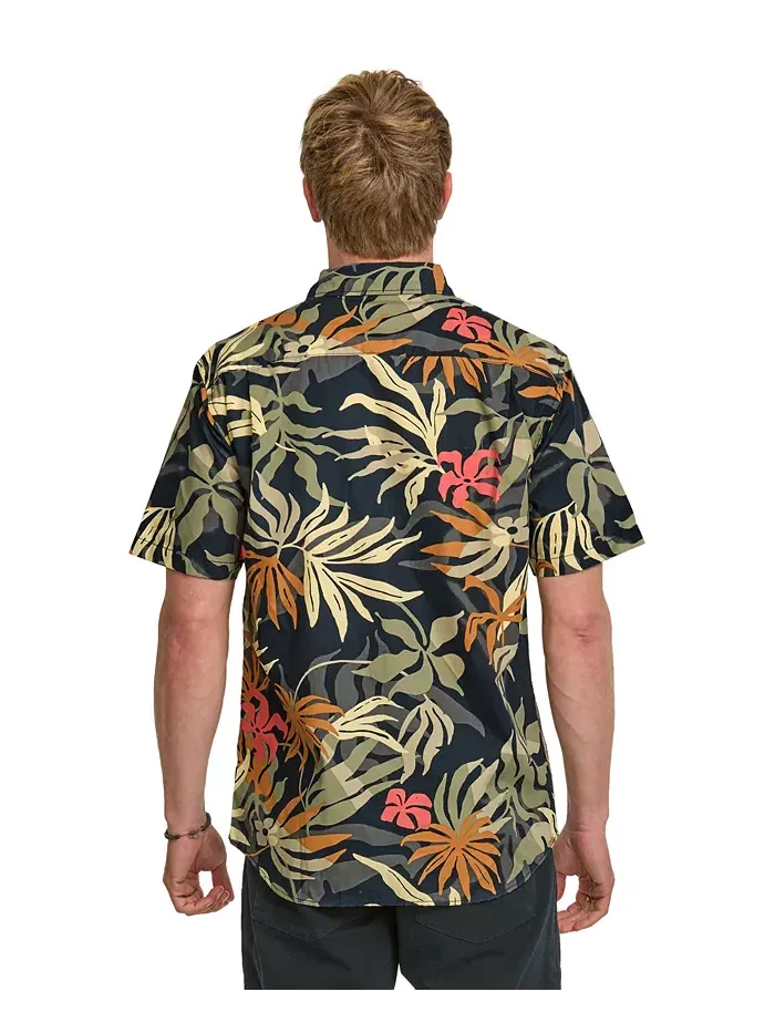 Мужская классическая рубашка с коротким рукавом Blueweed Quiksilver — изображение 2 из 10, черный