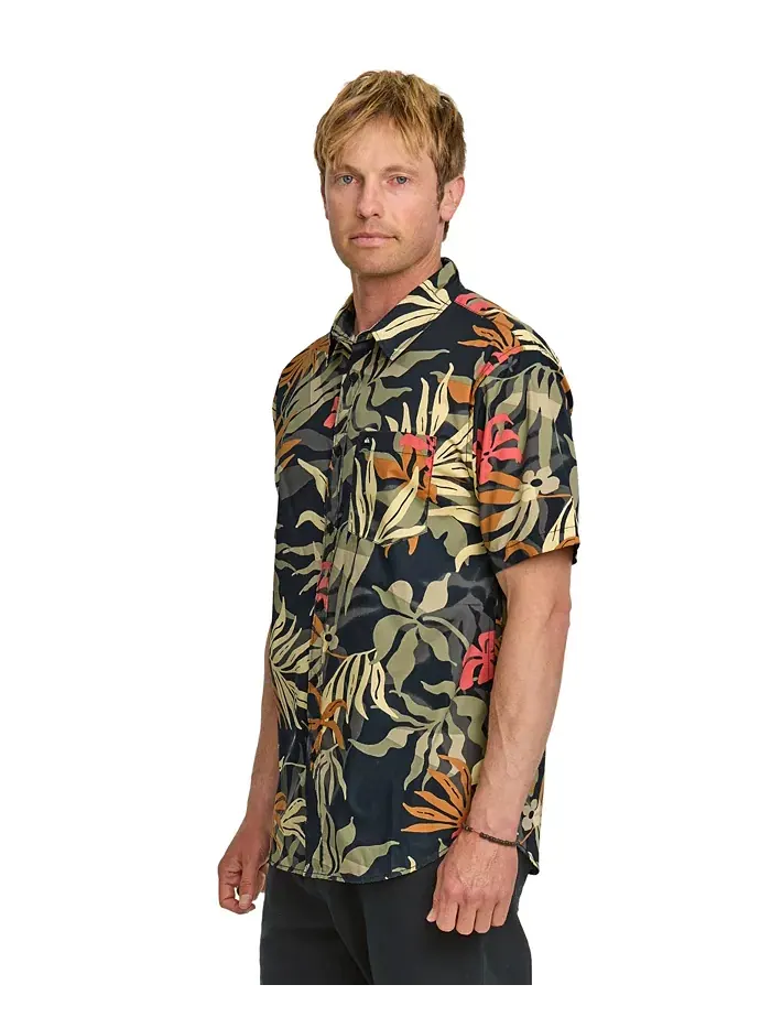Мужская классическая рубашка с коротким рукавом Blueweed Quiksilver — изображение 3 из 10, черный