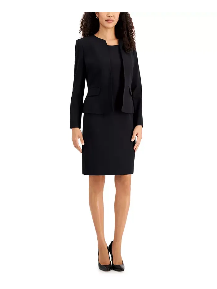 Костюм-двойка без воротника, Regular & Petite Le Suit — изображение 1 из 5, черный