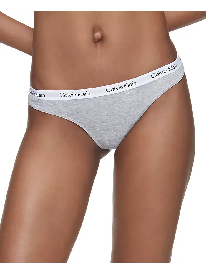Карусель Хлопковые Трусы-стринги 3 шт. QD3587 Calvin Klein — изображение 2 из 5, черный/белый/серый