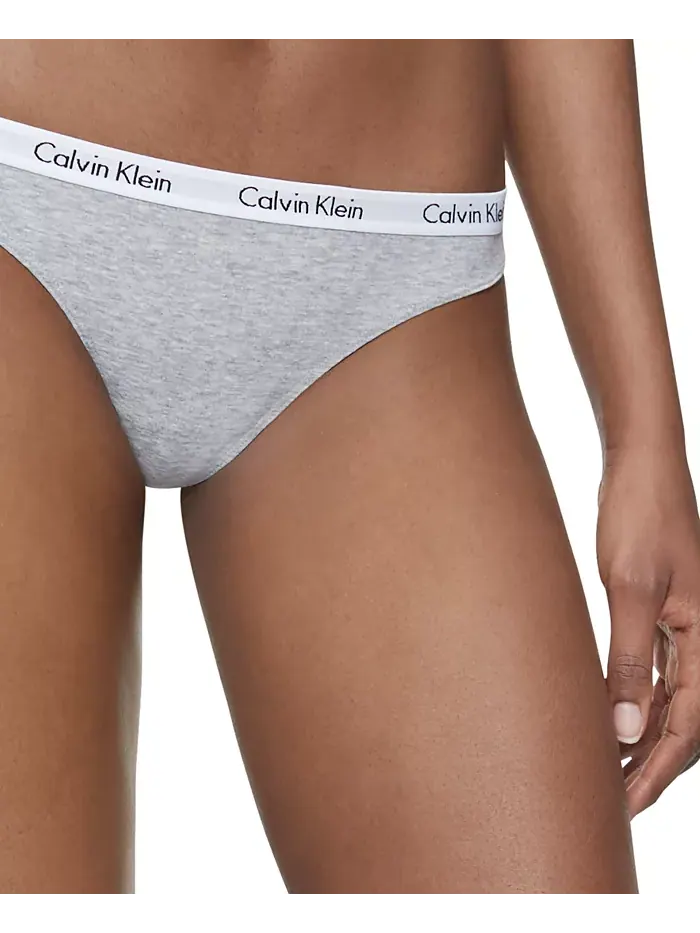 Карусель Хлопковые Трусы-стринги 3 шт. QD3587 Calvin Klein — изображение 4 из 5, черный/белый/серый