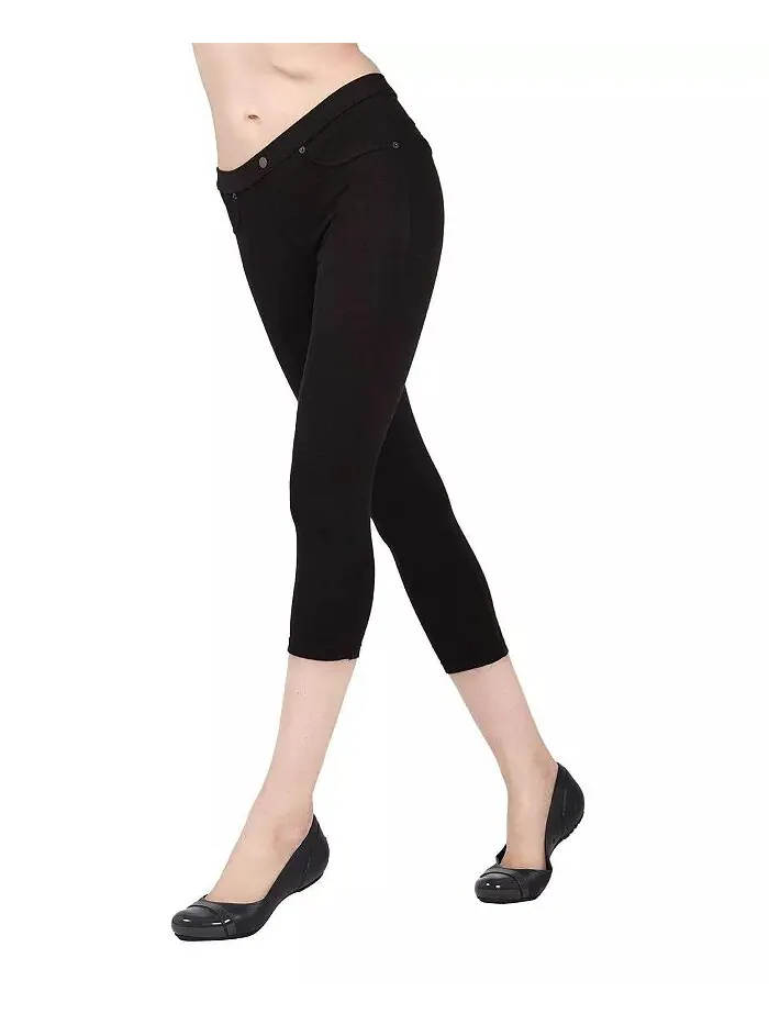 Женские леггинсы Chino Capri из хлопковой смеси MeMoi — изображение 1 из 2, черный