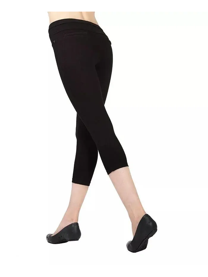 Женские леггинсы Chino Capri из хлопковой смеси MeMoi — изображение 2 из 2, черный