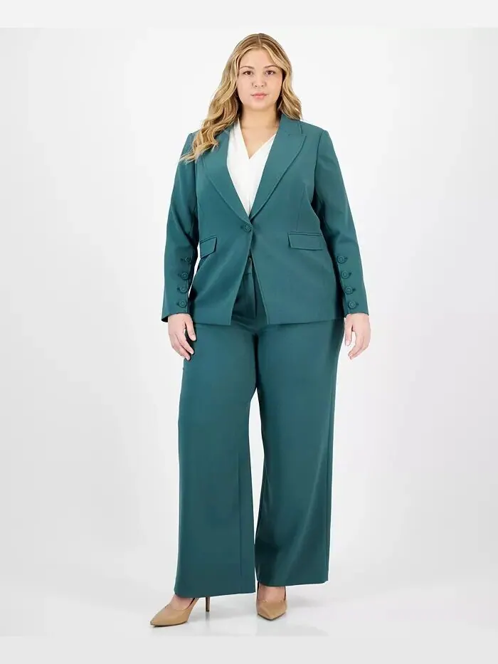ASL Plus Size Блейзер с длинными рукавами на одной пуговице, блузка в матросском стиле с завязкой — фиолетовый