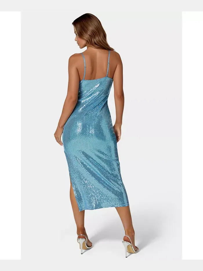 Женское платье SPAGHETTI GOWN длинное облегающее макси Bebe — изображение 4 из 4, синий